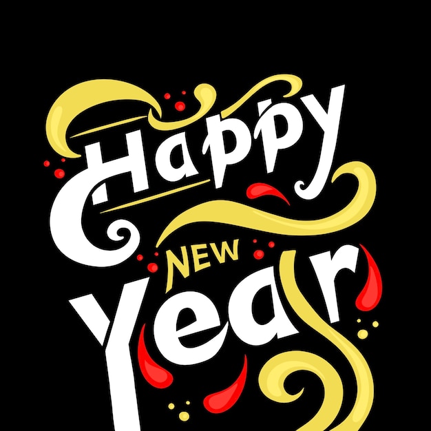 a black and yellow poster that says happy new year