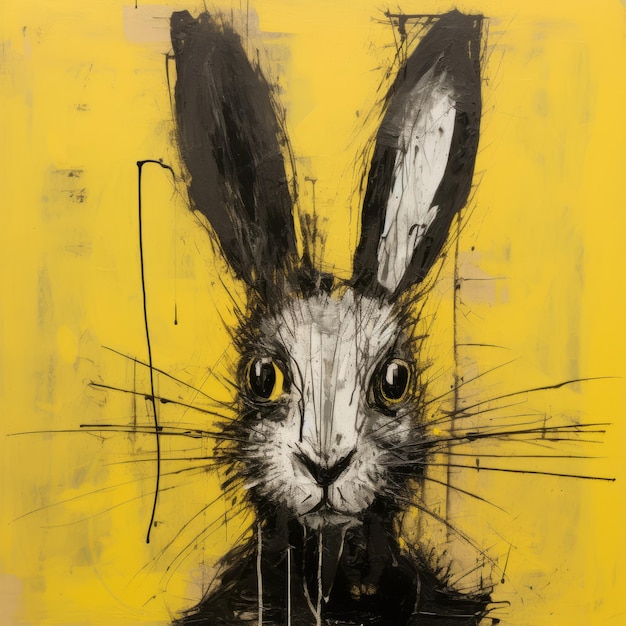 Black Yellow Rabbit A Whimsical Wildlife Art By Daniela Schore