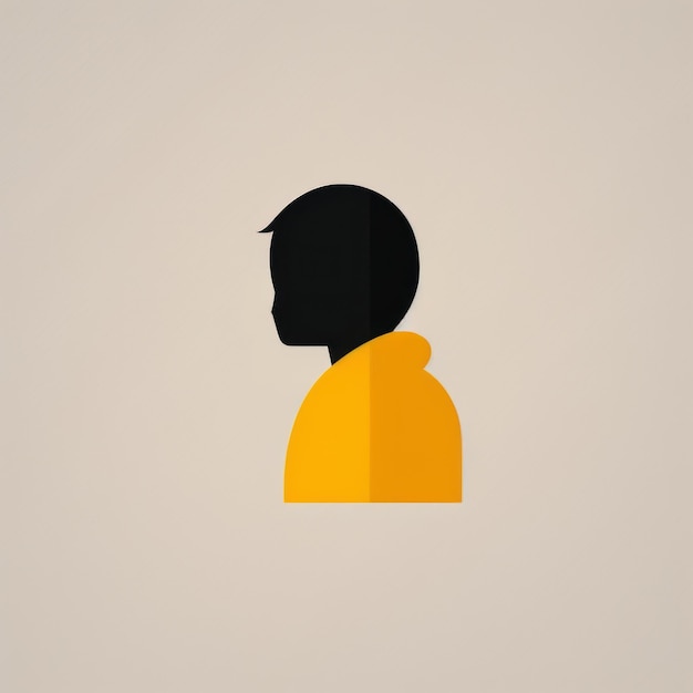 Photo a black and yellow silhouette of a boy with a hood.