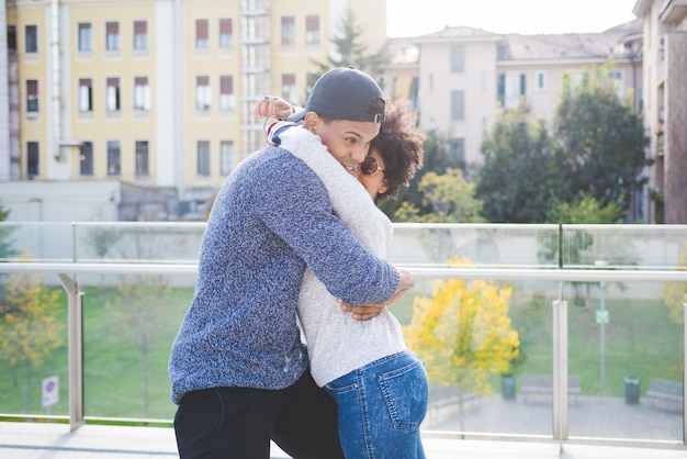 Black young couple having fun 