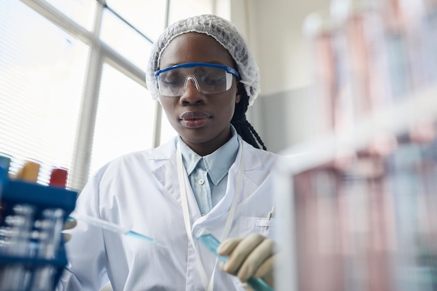 Black Young Woman Working in Laboratory