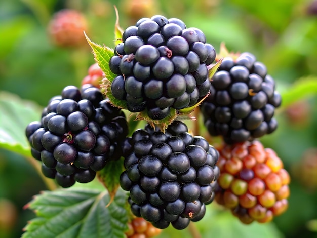 Photo blackberries gleam their deep hue inviting a taste of sweetness