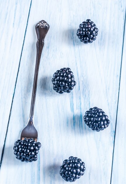 Blackberries on the table