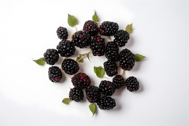 blackberries on white background