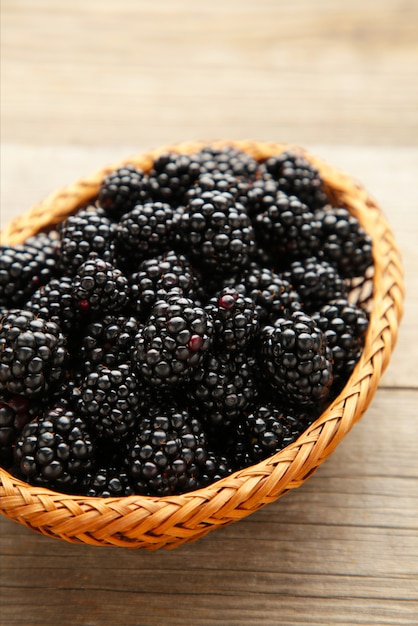 Blackberries in a wicker basket