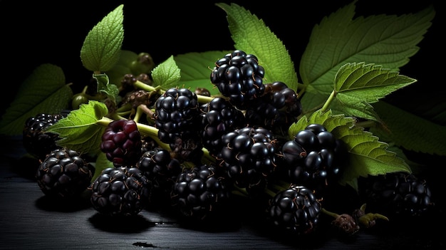 Blackberry banner Blackberry juicy background Closeup photo of berries Background on the desktop
