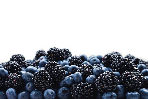 Photo blackberry and blueberry background top view