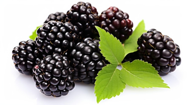 Blackberry Cluster on White Background