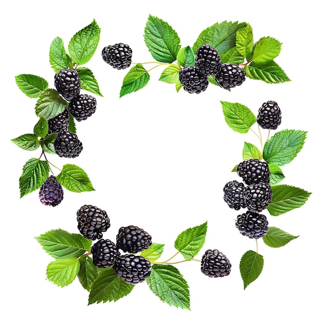 Blackberry Fruit in Circular Slides and Hovering With Deep P Isolated Photoshoot Clean Blank BG