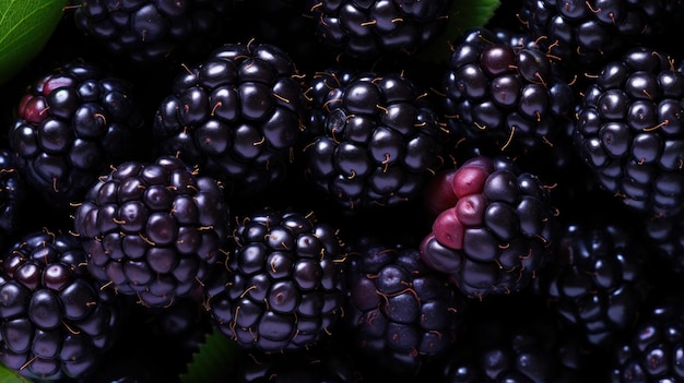Blackberry fruits background top view angle