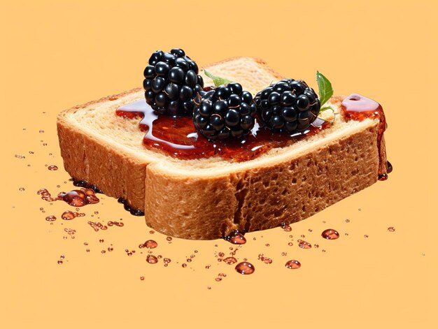 blackberry jam beverage with slice of bread advertisement