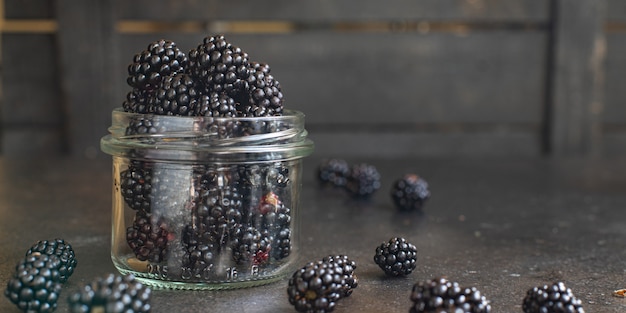 Blackberry juicy sweet berries ripe harvest vitamins food organic products meal snack copy space