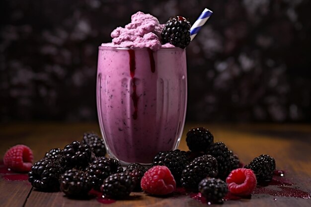 Blackberry Milkshake Food Photography Generative AI