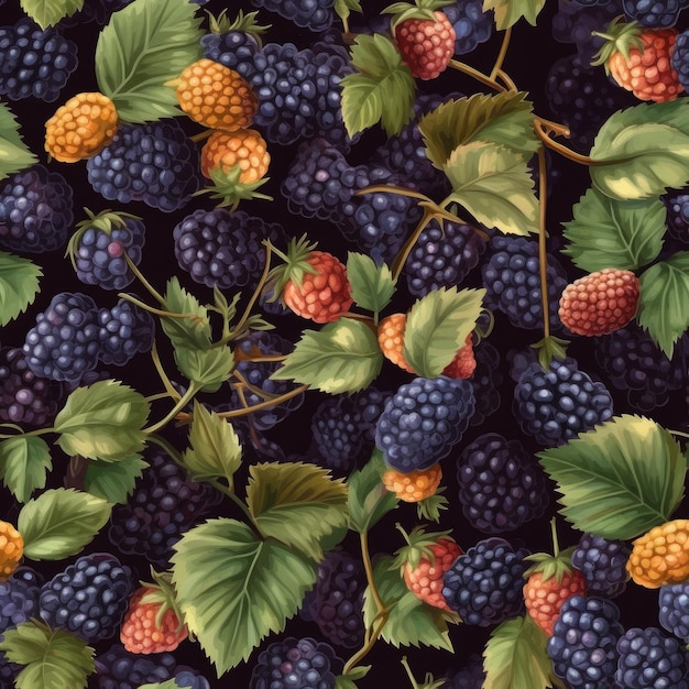 Blackberry repeating pattern Generate Ai