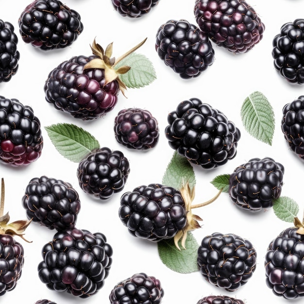 Blackberry Slices On A White Background Seamless Background Generative AI