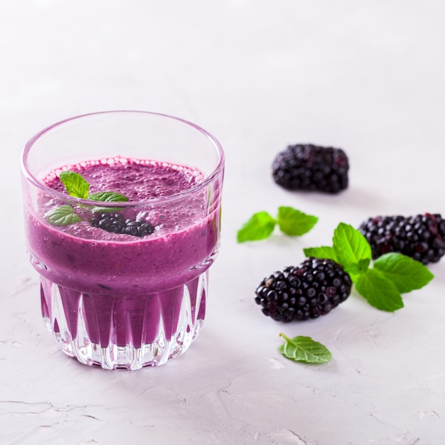 BlackBerry smoothie. Summer refreshing drink.