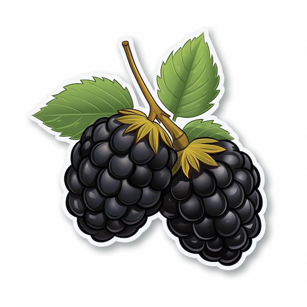 Blackberry Vector Sticker op witte achtergrond Grafisch ontwerp geïnspireerd