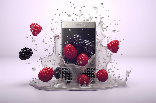 blackberry white background details realistic