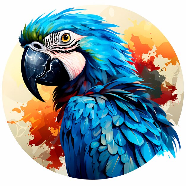 blackbilled tropical blue macaw illustration