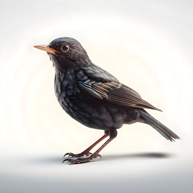 Blackbird on a white background 3d render Vector illustration