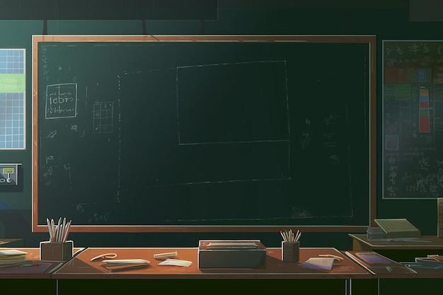 Anime Classroom Chalkboard Background · Creative Fabrica