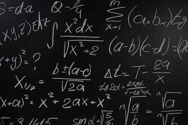 Blackboard background with mathematical formulas