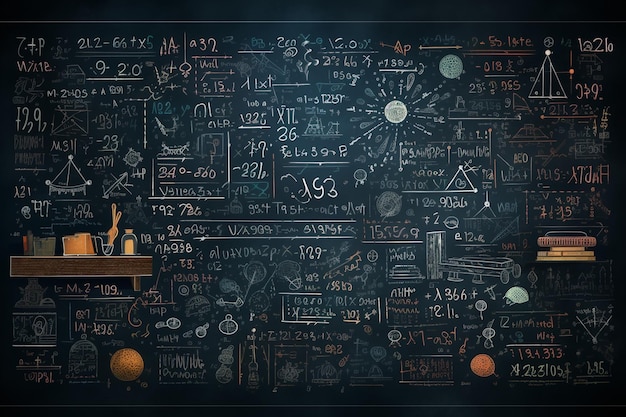 Blackboard background with mathematical formulas