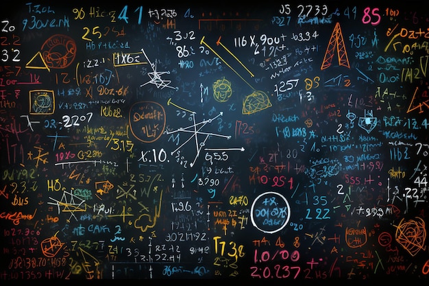 Blackboard background with mathematical formulas