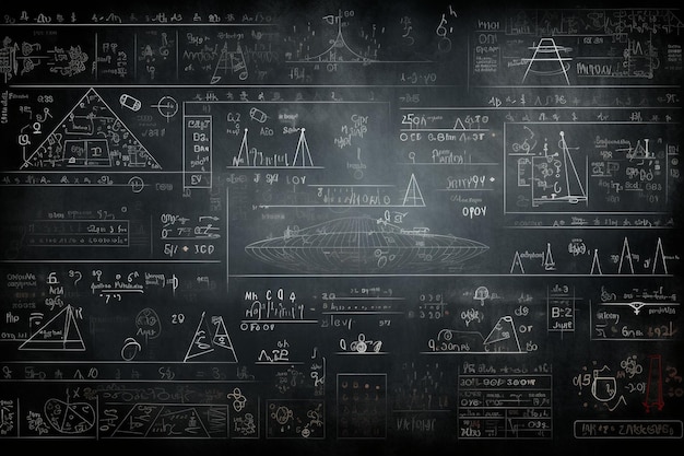 Blackboard background with mathematical formulas