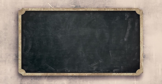 Blackboard background and wooden frame rubbed out dirty chalkboard