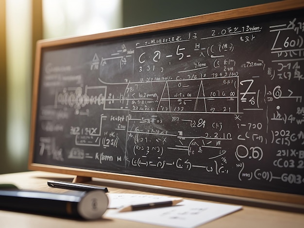 Blackboard Inscribed with Scientific Formulas and Equations