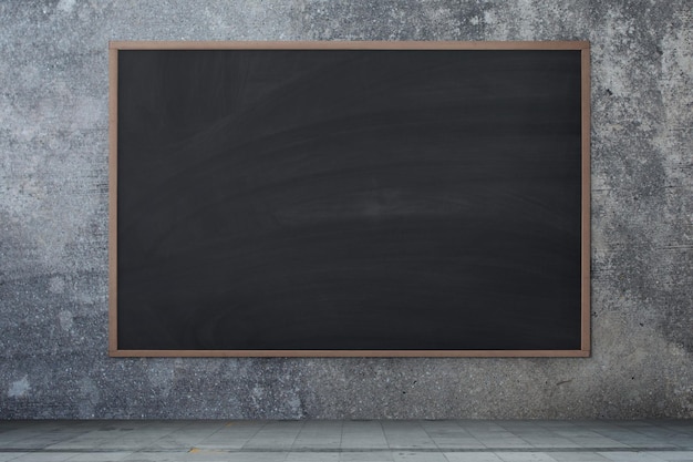 Photo blackboard texture empty blank black chalkboard with chalk traces concrete wall cement background