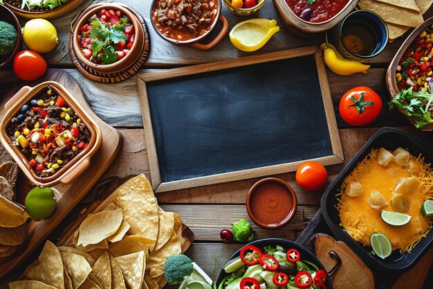 Foto blackboard tussen mexicaans eten