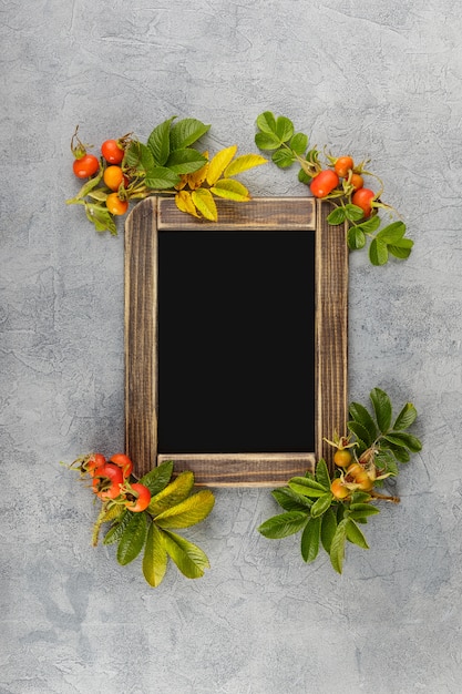 秋の装飾と黒板