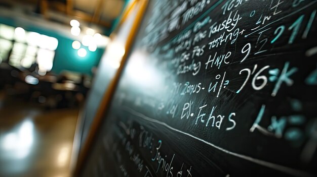 Photo blackboard with math equations