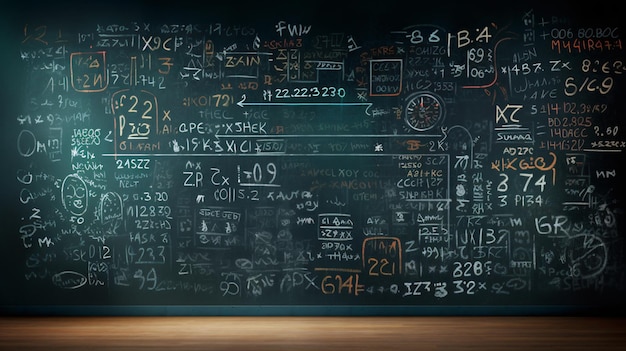 Blackboard with math and science