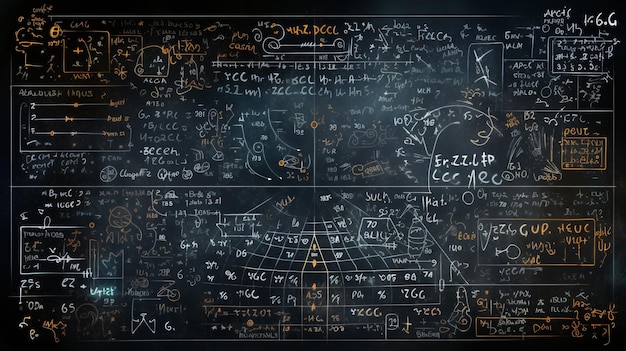 Blackboard with math and science