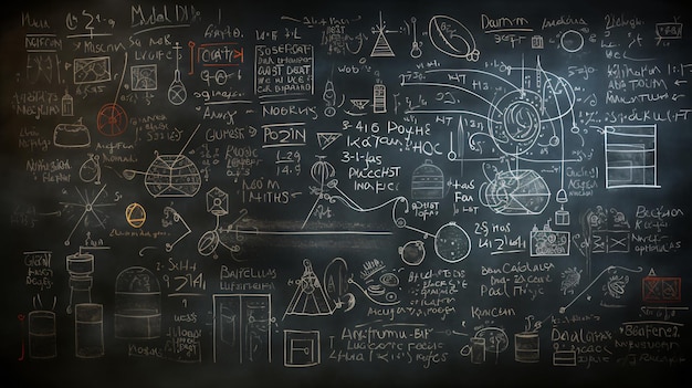 Photo blackboard with math and science