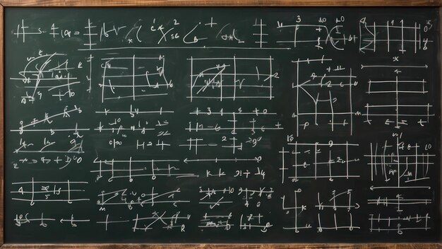 写真 数学的方程式と式が描かれたブラックボード