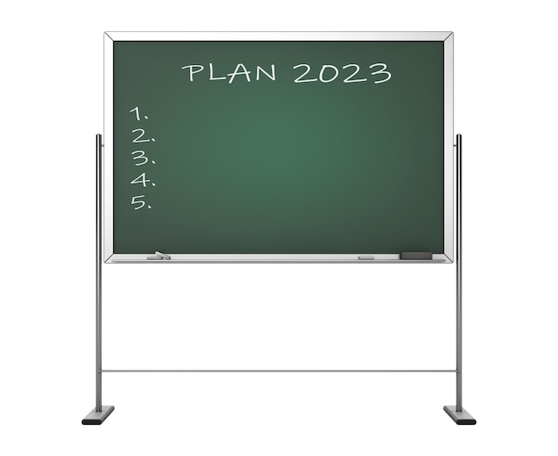 Blackboard with the Phrase Plan 2023 3d Rendering