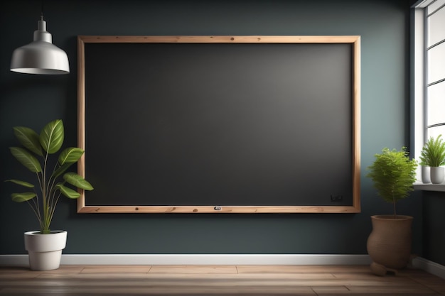 A blackboard with a plant in a pot that says " the word " on it "