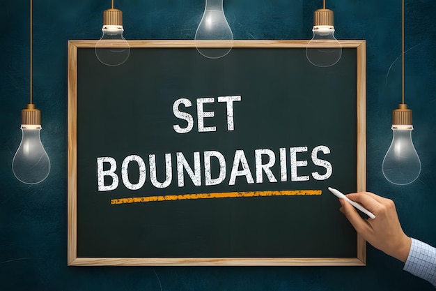 Photo blackboard with set boundaries highlighted concept of setting limits