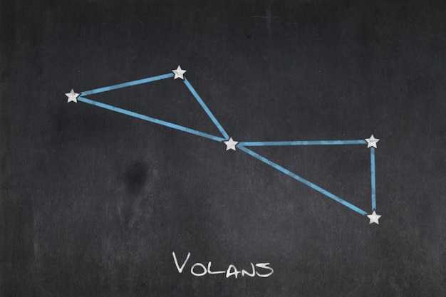 Photo blackboard with the volans constellation drawn in the middle