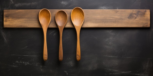 Blackboard and wooden spoons