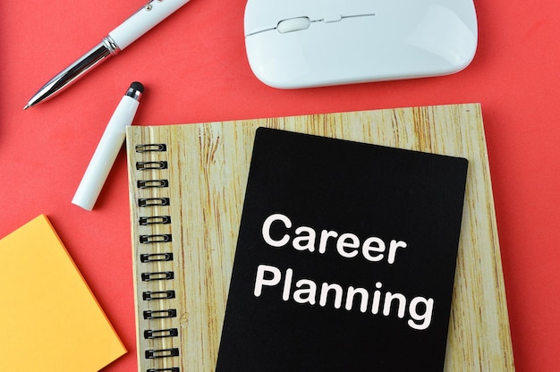 Photo blackboard written with text career planning