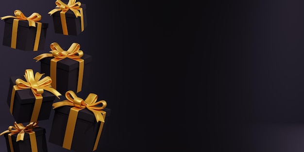 Blackfriday background with gift box 3d rendering