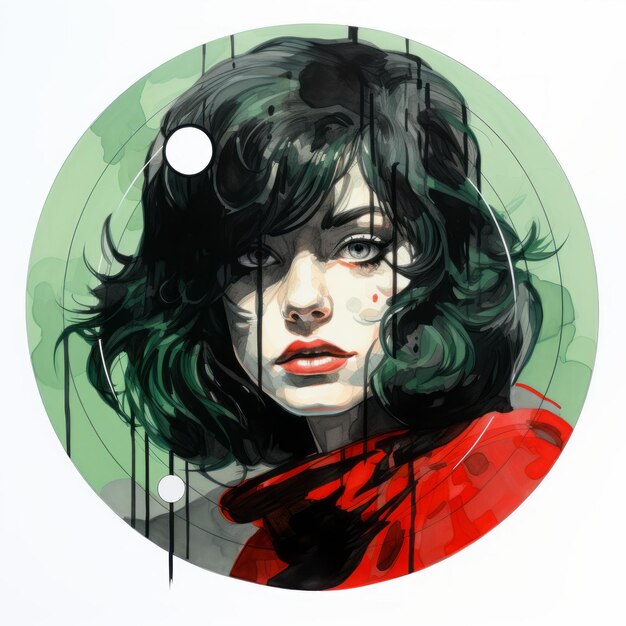 Blackhaired Girl In A Red Coat A Sandra Chevrier Inspired Artwork