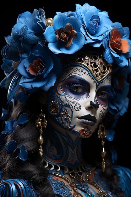 Foto blacklight-stijl prachtig catrina-skelet