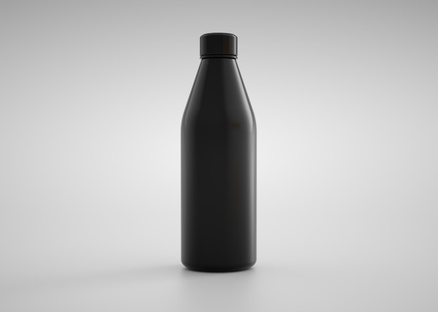 Blackmatte empty stainless thermo water bottle closeup on white background 3D rendering