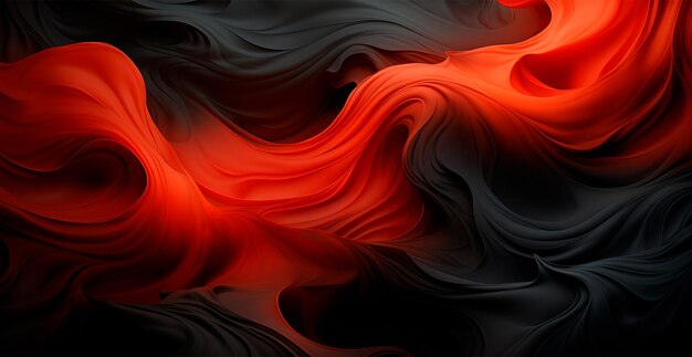 Photo blackred abstract background wavy lines ai generated image